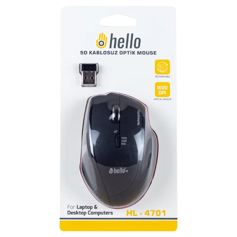 HELLO HL-4725 KABLOLU 3600 DPI 6 TUŞ FONKSİYONLU BEYAZ GAMING MOUSE