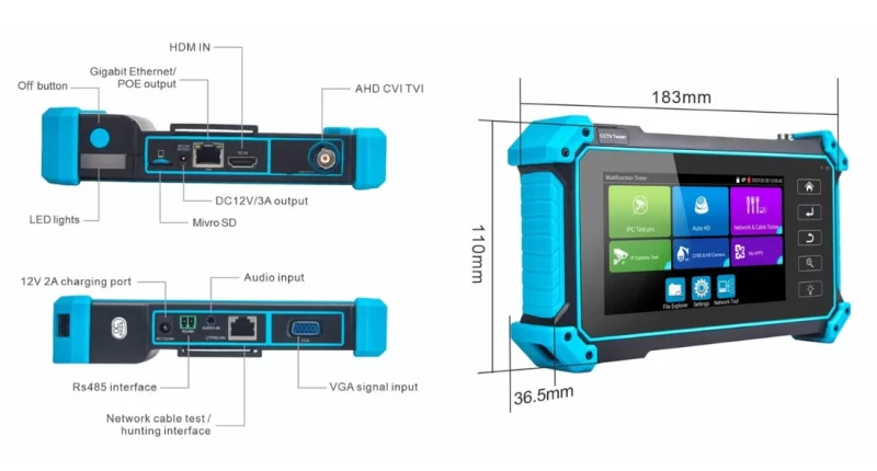 NOYAFA NF-IPC715 5.4'' IP-HD-TVI-CVI-AHD CCTV KAMERA TEST CİHAZI